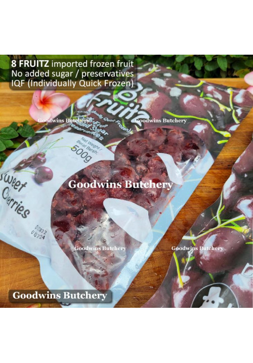 8Fruitz IQF frozen fruit CHERRIES DARK SWEET 8 Fruitz 500g